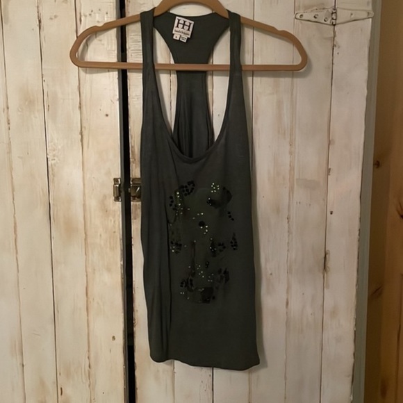 HAUTE HIPPIE camo skull racerback tank top - Picture 2 of 5